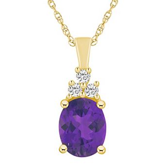 Alyson Layne 14k Gold Oval Amethyst & 1/6 Carat T.W. Diamond Pendant Necklace
