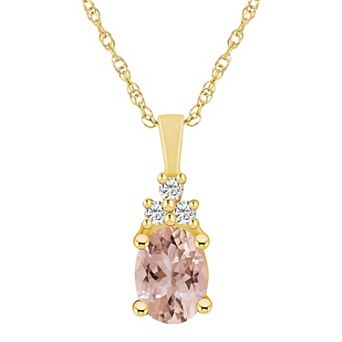 Alyson Layne 14k Gold Oval Morganite & 1/10 Carat T.W. Diamond Pendant Necklace