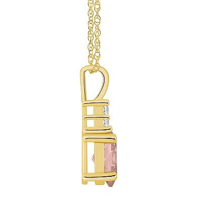 Alyson Layne 14k Gold Oval Morganite & 1/10 Carat T.W. Diamond Pendant Necklace