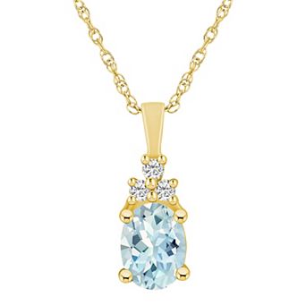 Alyson Layne 14k Gold Oval Aquamarine & 1/10 Carat T.W. Diamond Pendant Necklace