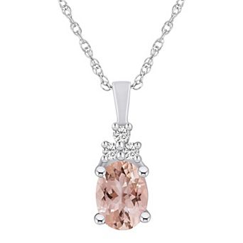 Alyson Layne 14k White Gold Oval Morganite & 1/10 Carat T.W. Diamond Pendant Necklace