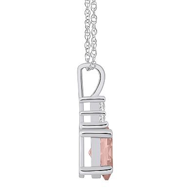 Alyson Layne 14k White Gold Oval Morganite & 1/10 Carat T.W. Diamond Pendant Necklace