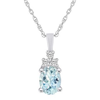 Alyson Layne 14k White Gold Oval Aquamarine & 1/10 Carat T.W. Diamond Pendant Necklace