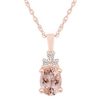 Alyson Layne 14k Rose Gold Oval Morganite & 1/10 Carat T.W. Diamond Pendant Necklace