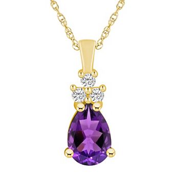 Alyson Layne 14k Gold Pear Shape Amethyst & 1/6 Carat T.W. Diamond Pendant Necklace