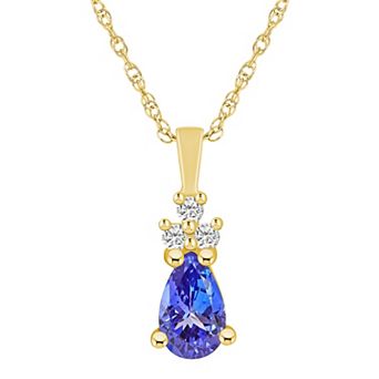 Alyson Layne 14k Gold Pear Shape Tanzanite & 1/10 Carat T.W. Diamond Pendant Necklace