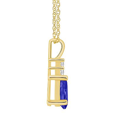 Alyson Layne 14k Gold Pear Shape Tanzanite & 1/10 Carat T.W. Diamond Pendant Necklace