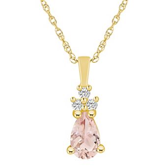 Alyson Layne 14k Gold Pear Shape Morganite & 1/10 Carat T.W. Diamond Pendant Necklace