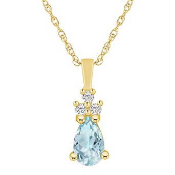 Alyson Layne 14k Gold Pear Shape Aquamarine & 1/10 Carat T.W. Diamond Pendant Necklace