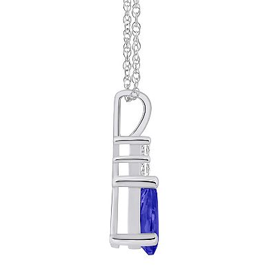 Alyson Layne 14k White Gold Pear Shape Tanzanite & 1/10 Carat T.W. Diamond Pendant Necklace