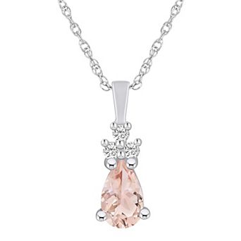 Alyson Layne 14k White Gold Pear Shape Morganite & 1/10 Carat T.W. Diamond Pendant Necklace