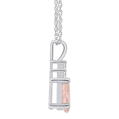 Alyson Layne 14k White Gold Pear Shape Morganite & 1/10 Carat T.W. Diamond Pendant Necklace