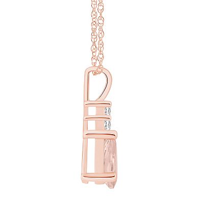 Alyson Layne 14k Rose Gold Pear Shape Morganite & 1/10 Carat T.W. Diamond Pendant Necklace