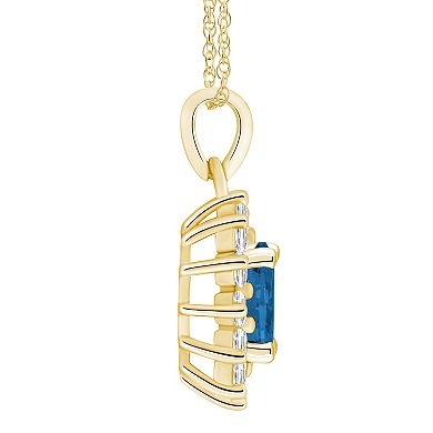 Alyson Layne 14k Gold Oval Blue Topaz & 5/8 Carat T.W. Diamond Pendant Necklace