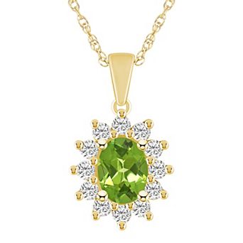 Alyson Layne 14k Gold Oval Peridot & 5/8 Carat T.W. Diamond Pendant Necklace
