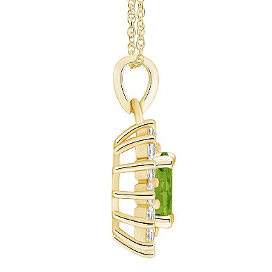 Alyson Layne 14k Gold Oval Peridot & 5/8 Carat T.W. Diamond Pendant Necklace