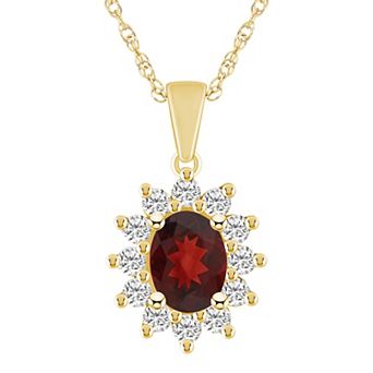 Alyson Layne 14k Gold Oval Garnet & 5/8 Carat T.W. Diamond Pendant Necklace