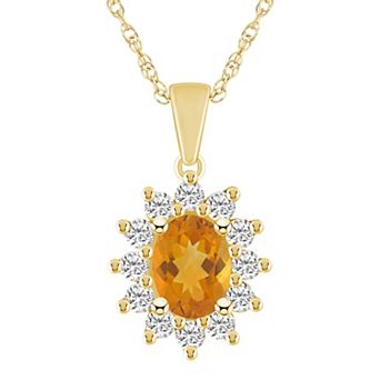 Alyson Layne 14k Gold Oval Citrine & 5/8 Carat T.W. Diamond Pendant Necklace