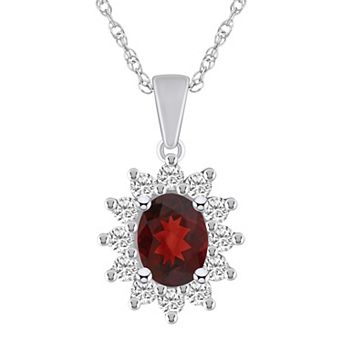 Alyson Layne 14k White Gold Oval Garnet & 5/8 Carat T.W. Diamond Pendant Necklace