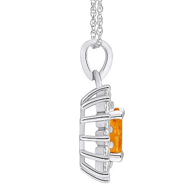 Alyson Layne 14k White Gold Oval Citrine & 5/8 Carat T.W. Diamond Pendant Necklace