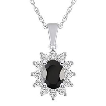 Alyson Layne 14k White Gold Oval Black Onyx & 5/8 Carat T.W. Diamond Pendant Necklace