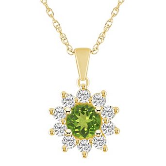 Alyson Layne 14k Gold Round Peridot & 5/8 Carat T.W. Diamond Pendant Necklace