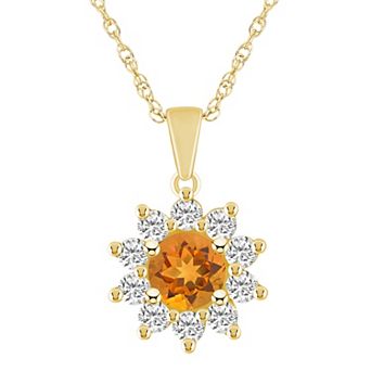 Alyson Layne 14k Gold Round Citrine & 5/8 Carat T.W. Diamond Pendant Necklace