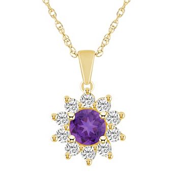 Alyson Layne 14k Gold Round Amethyst & 5/8 Carat T.W. Diamond Pendant Necklace