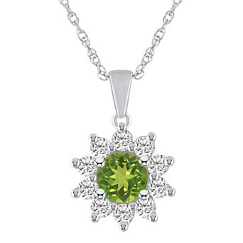 Alyson Layne 14k White Gold Round Peridot & 5/8 Carat T.W. Diamond Pendant Necklace