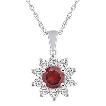Alyson Layne 14k White Gold Round Garnet & 5/8 Carat T.W. Diamond Pendant Necklace