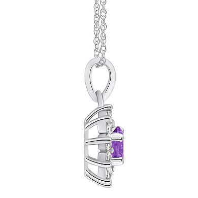 Alyson Layne 14k White Gold Round Amethyst & 5/8 Carat T.W. Diamond Pendant Necklace