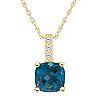 Alyson Layne 14k Gold Cushion London Blue Topaz & Diamond Accent Pendant Necklace