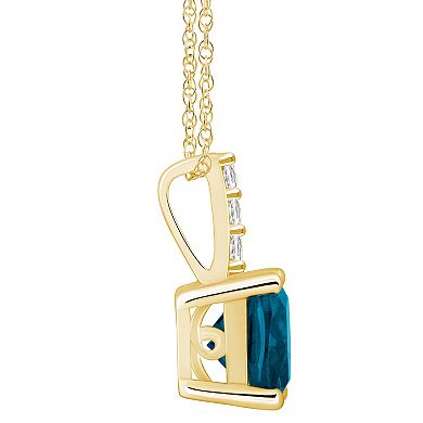 Alyson Layne 14k Gold Cushion London Blue Topaz & Diamond Accent Pendant Necklace