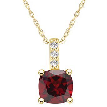 Alyson Layne 14k Gold Cushion Garnet & Diamond Accent Pendant Necklace