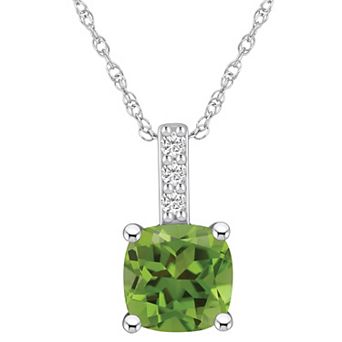 Alyson Layne 14k White Gold Cushion Peridot & Diamond Accent Pendant Necklace