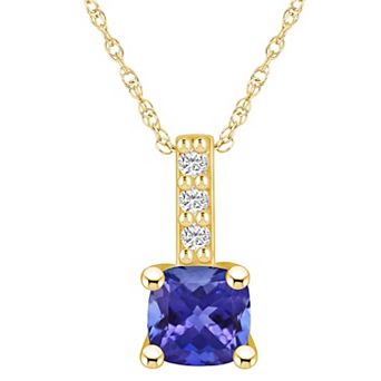 Alyson Layne 14k Gold Cushion Tanzanite & Diamond Accent Pendant Necklace
