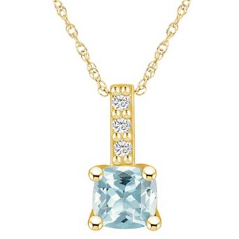 Alyson Layne 14k Gold Cushion Aquamarine & Diamond Accent Pendant Necklace