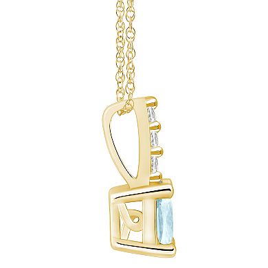 Alyson Layne 14k Gold Cushion Aquamarine & Diamond Accent Pendant Necklace