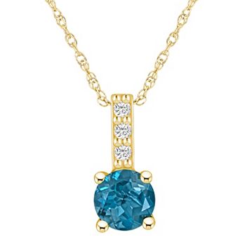 Alyson Layne 14k Gold Round London Blue Topaz & Diamond Accent Pendant Necklace