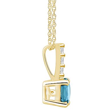 Alyson Layne 14k Gold Round London Blue Topaz & Diamond Accent Pendant Necklace