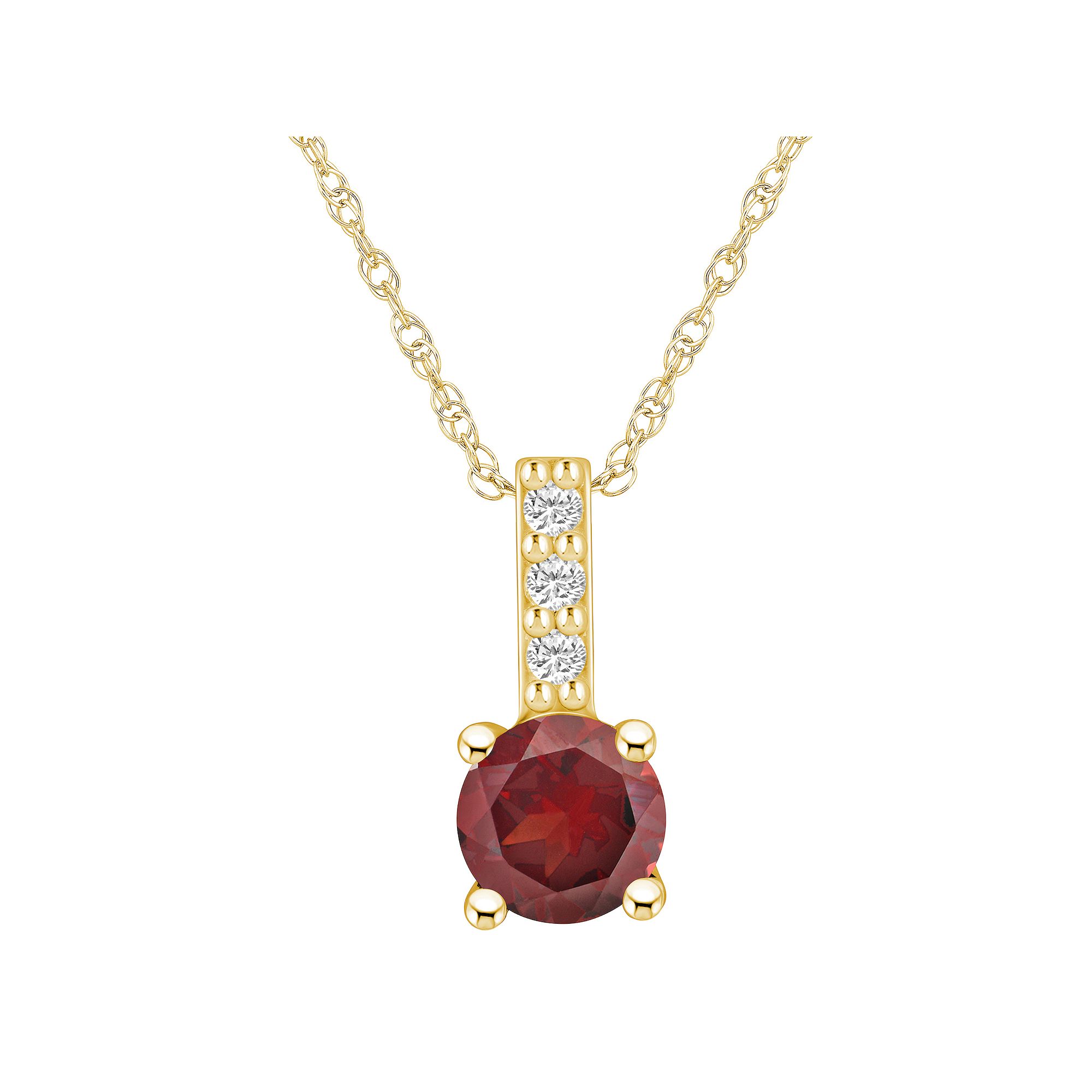 Alyson Layne 14k Gold Round Garnet & Diamond Accent Pendant Necklace, Wome