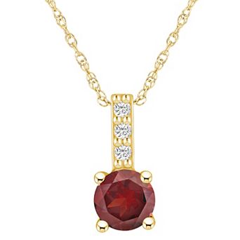 Alyson Layne 14k Gold Round Garnet & Diamond Accent Pendant Necklace