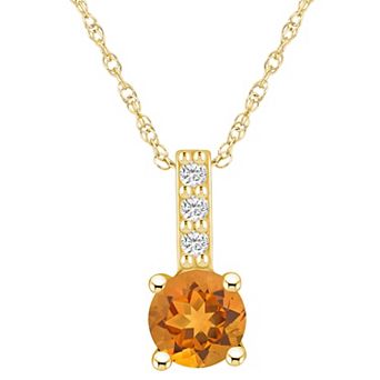 Alyson Layne 14k Gold Round Citrine & Diamond Accent Pendant Necklace