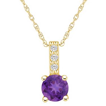 Alyson Layne 14k Gold Round Amethyst & Diamond Accent Pendant Necklace
