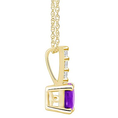 Alyson Layne 14k Gold Round Amethyst & Diamond Accent Pendant Necklace