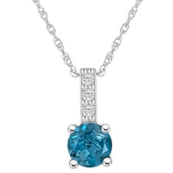 Alyson Layne 14k White Gold Round London Blue Topaz & Diamond Accent Pendant Necklace