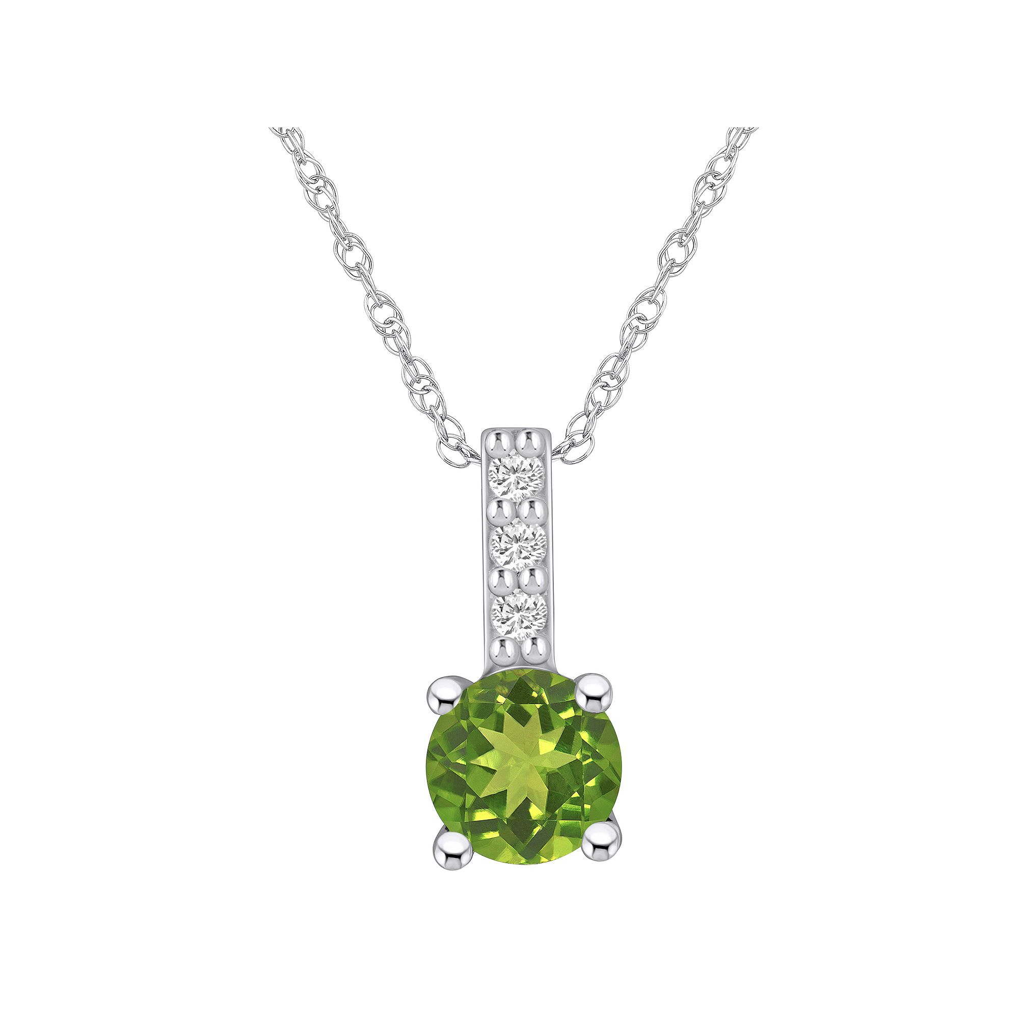 Alyson Layne 14k White Gold Round Peridot & Diamond Accent Pendant Necklac