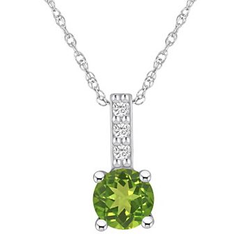 Alyson Layne 14k White Gold Round Peridot & Diamond Accent Pendant Necklace