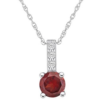 Alyson Layne 14k White Gold Round Garnet & Diamond Accent Pendant Necklace