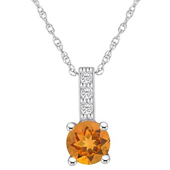 Alyson Layne 14k White Gold Round Citrine & Diamond Accent Pendant Necklace